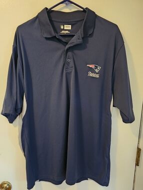 NFL Team Apparel New England Patriots Embroidered Polo Blue‎ Men's Size L